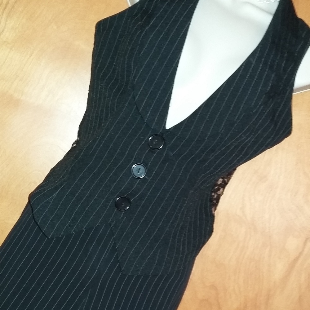 Black and white striped pant and vest set.